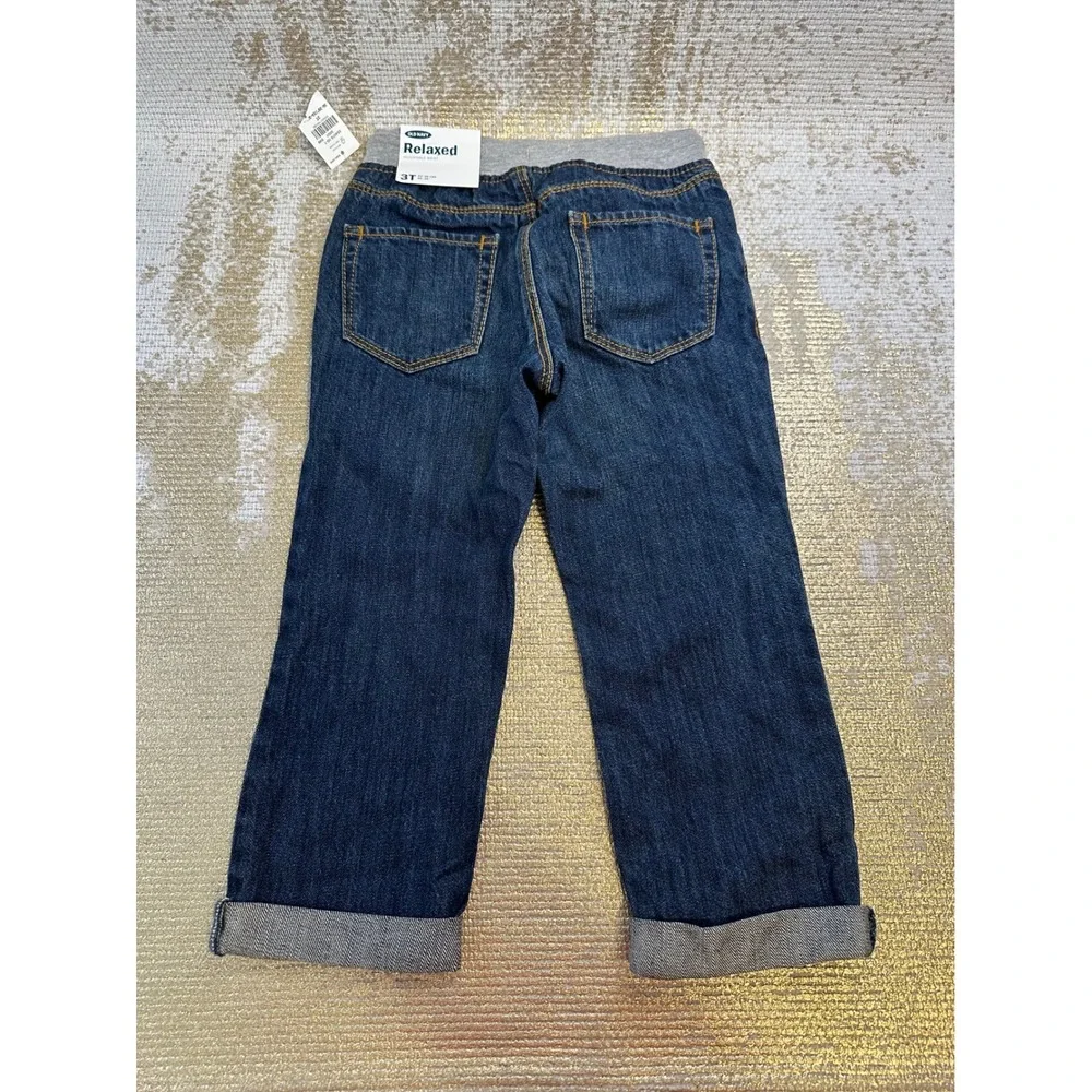 OLD NAVY Toddler Boys Denim Dark Relaxed Fit Pull On Comfort Waist Jeans NWT 3T